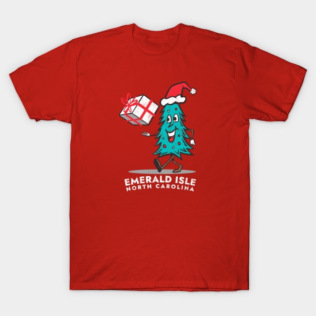 Emerald Isle, NC Christmas Vacationing Holiday Tree T-Shirt by Contentarama